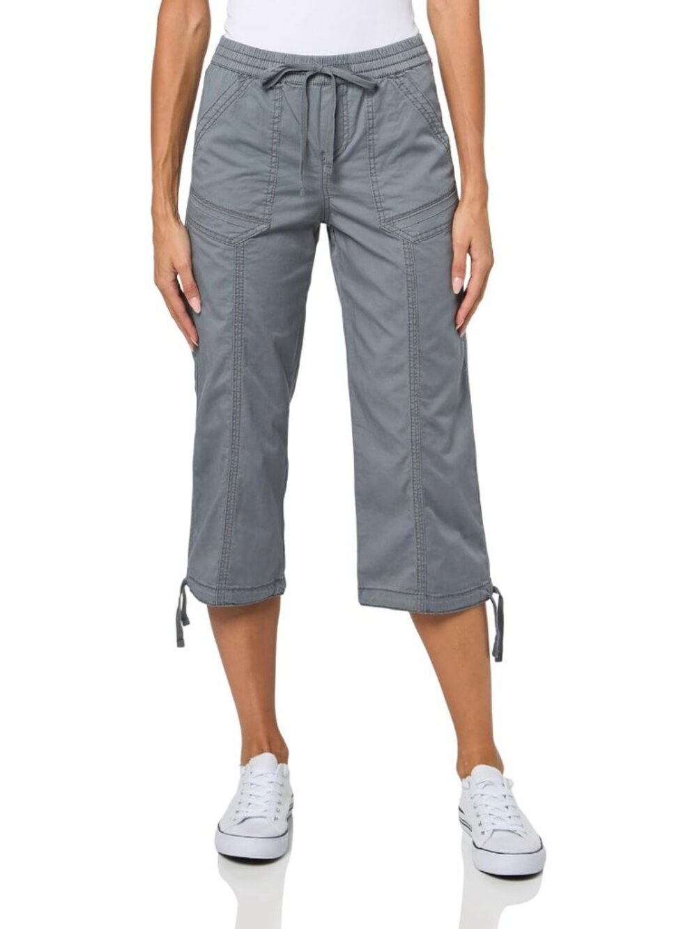 Chic Women's Cropped Pants with Drawcord, 22" Length, Perfect for Summer Style
